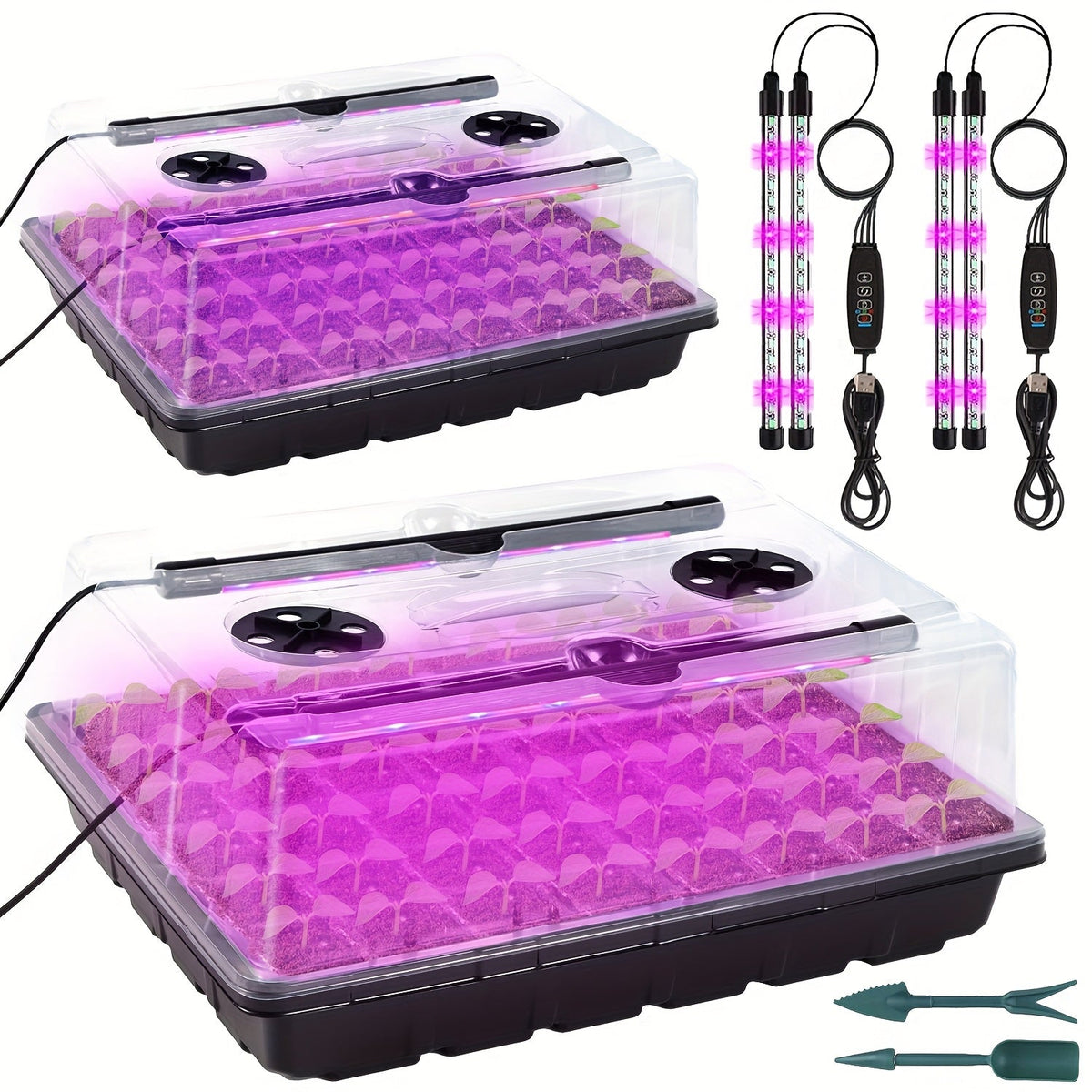 Seed Starter Tray with Grow Light 96 Cell Self-Watering, 10-Level Brightness & Timer, Humidity Dome — image 1