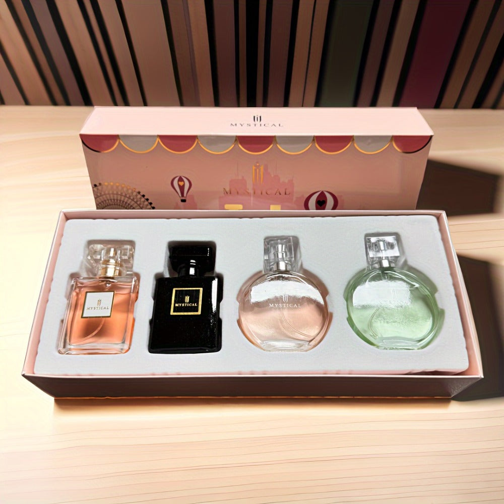 Perfume Gift Set for Women 4 Pieces – Mini Travel Fragrance Set Long Lasting, Unisex Cologne Spray Portable Gift Box for Moth