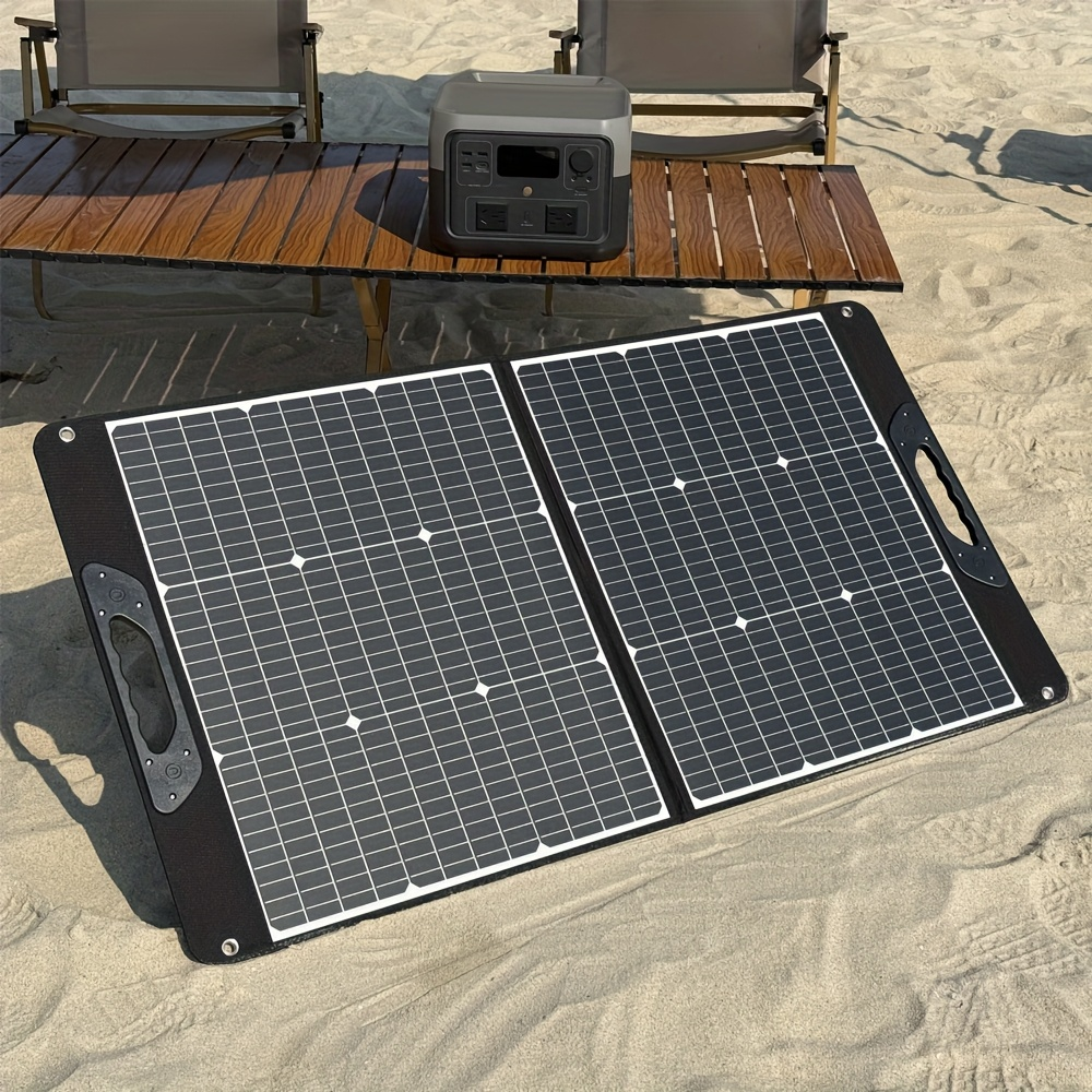 Foldable Solar Panel 200W 23.5% High Efficiency 20V Portable with 2 Brackets Solar Cable for Camping RV for Garden, Patio and