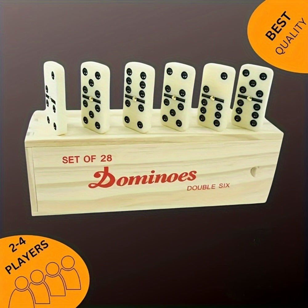 Double 6 Dominoes Set 28pcs in Wooden Case – Classic Family Board Game for Game Night Gatherings Kids Adults Gift — image 1
