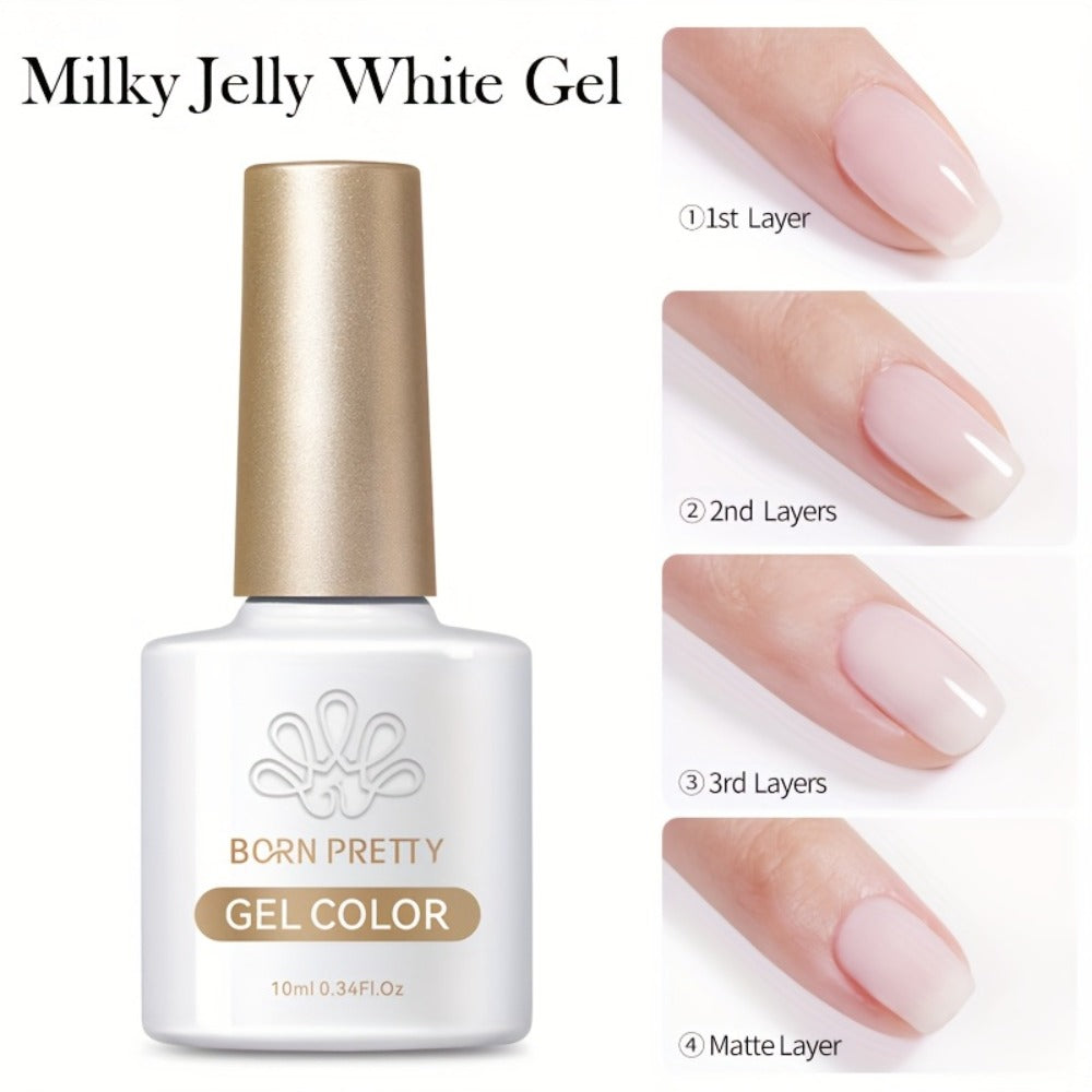 Gel Nail Polish in 10ml Translucent Jelly with 6 Milky, Snow-Glitter and Nude Shade Options — image 15