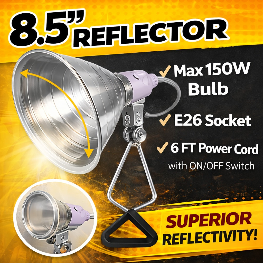 Clamp Light Fixture 8.5 Inch 150W Max E26 Socket Aluminum Reflector 360° Adjustable for Garden, Patio and Yard Use — image 2