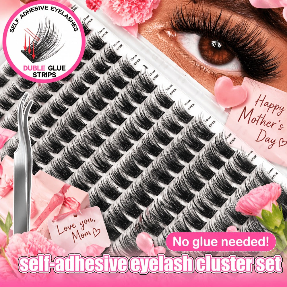 156-Piece Mixed Self-Adhesive Lash Cluster Tray with Black Tweezers and Spoolie Brush in Mixed Style — image 11