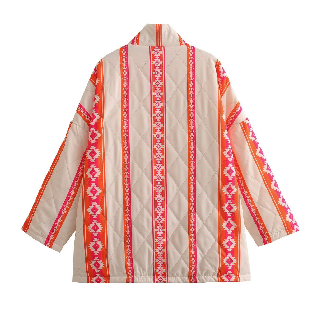 Printed Without Buckle Thin Pocket Cotton Coat Jacket Women