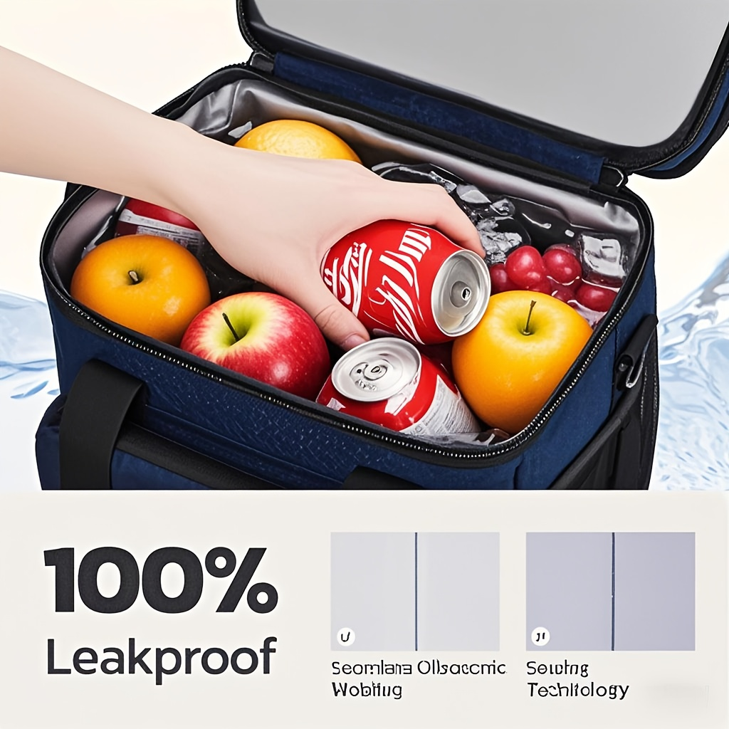 19L Triple-Compartment Lunch Bag with Three Stacked Zippers, Shoulder Strap and Four Color Options — image 6