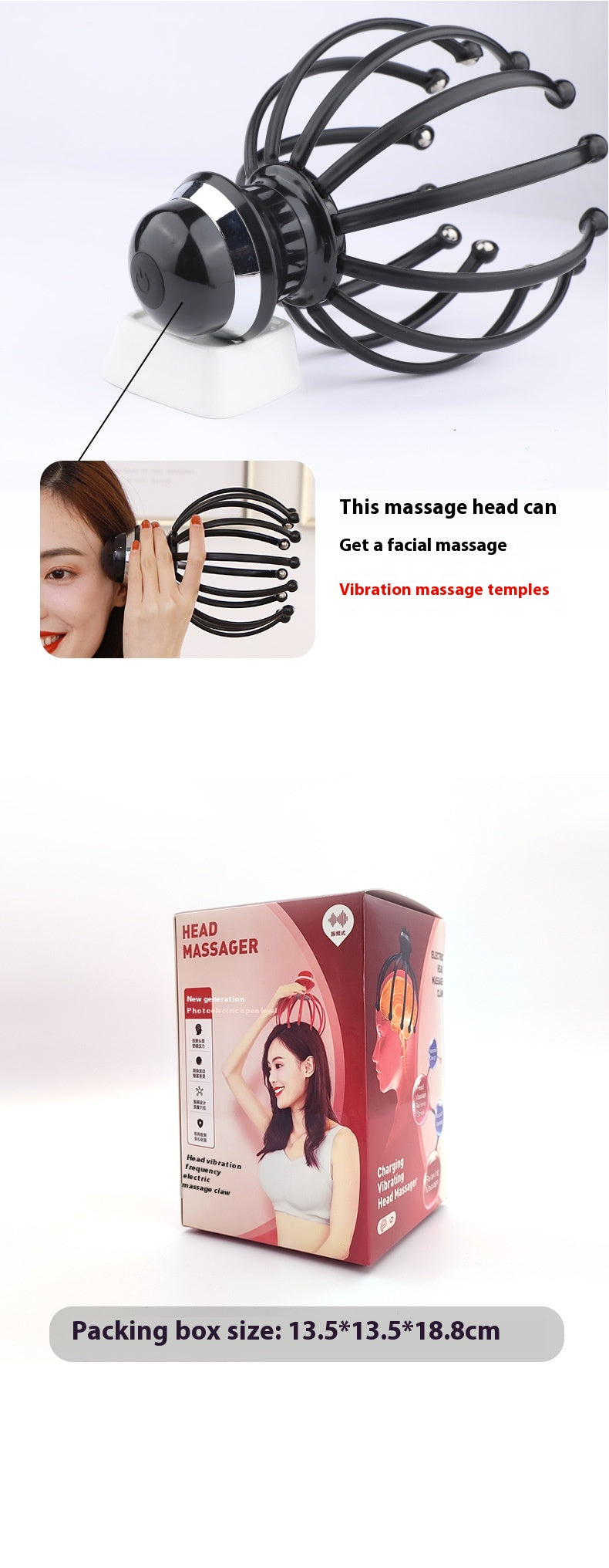 Vibration Head Massager Scalp Relaxation 12 Claw Electric Head Massager Octopus Point Massager Wholesale