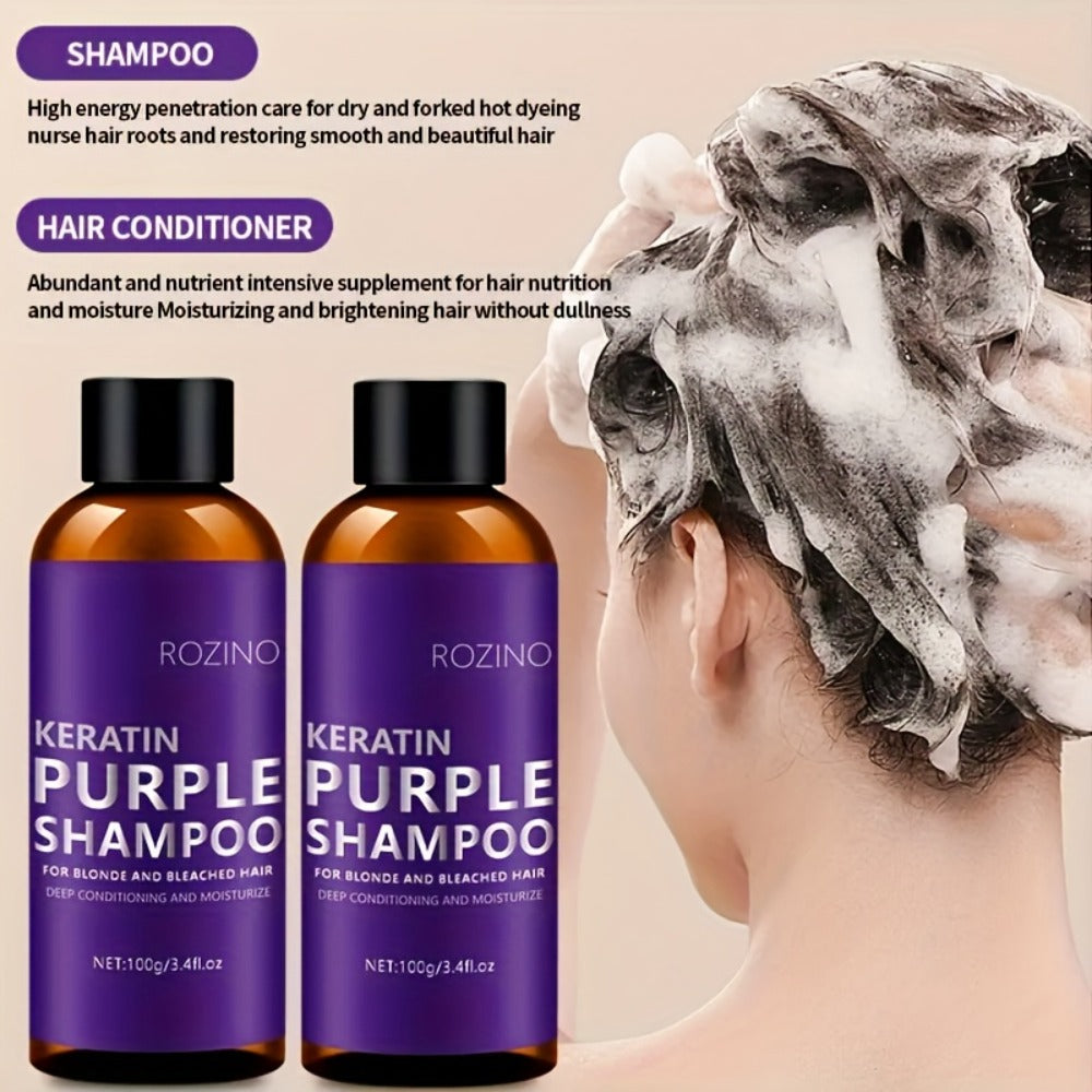 ROZINO-Labeled Purple Shampoo and Conditioner Two-Piece Set in 100g Bottles with Matching Presentation Box — image 8