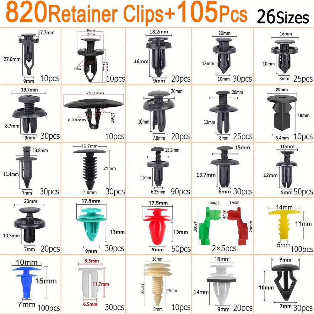 Car Retainer Clips Push Fasteners Kit Bumper Plastic Rivets Assortment for Auto Interior Exterior Trim Panel Body Clips – 113