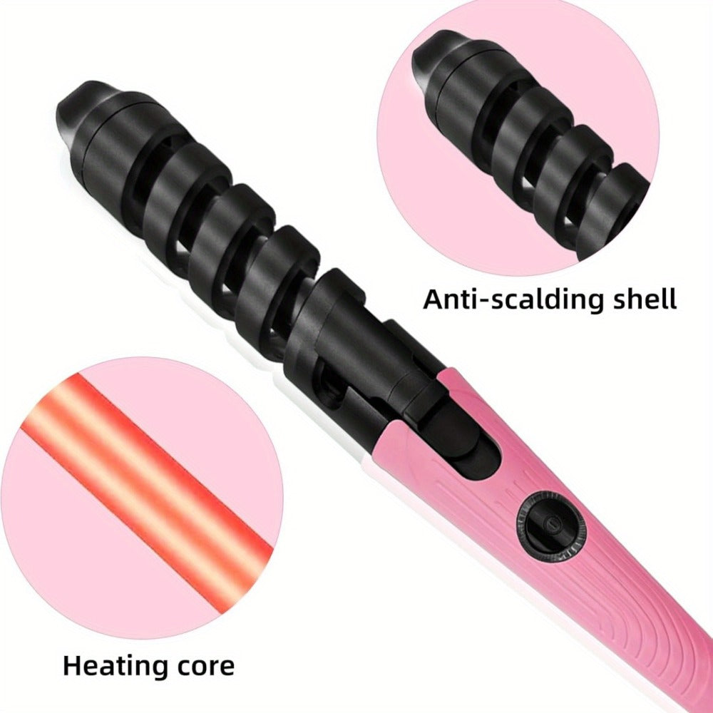 Spiral Barrel Curling Iron with One-Button Operation, Swivel Power Cord and Blue or Pink Finish — image 9