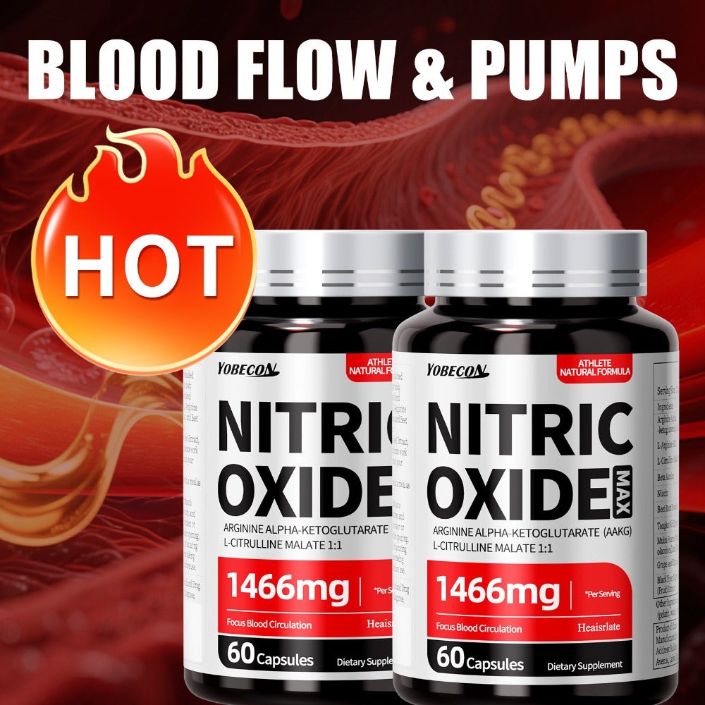 Nitric Oxide Supplement for Men, 800mg AAKG L-Arginine L-Citrulline Beetroot Capsules, Natural Energy & Focus Formula — image