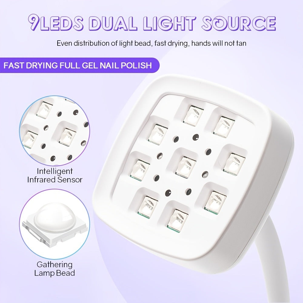 UV LED Nail Lamp Smart Sensor Auto-Start Rechargeable Cordless with 360° Flexible Gooseneck LCD Display 30s 60s Timer — image