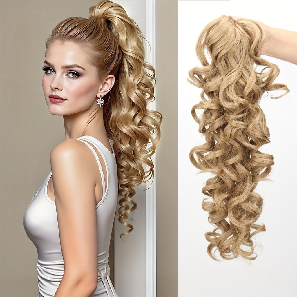 Hair Extensions Kinky-Curly 16-Inch Synthetic Ponytail with Claw Clip and Seven Color Options — image 1