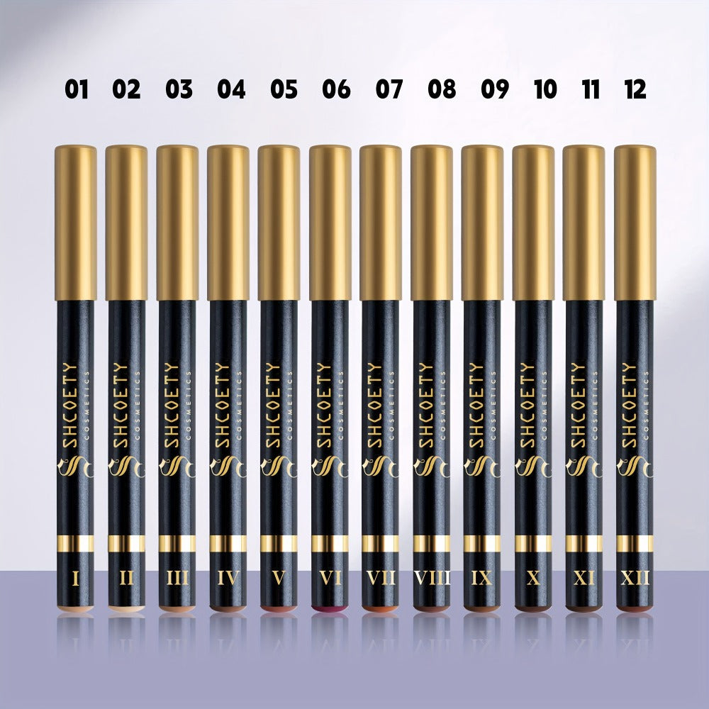 Eyeshadow Pencil Set 12pcs for Women, Matte & Shimmer Thick Stick Foam Eye Shadow Sticks, for Makeup, Travel and Everyday Van
