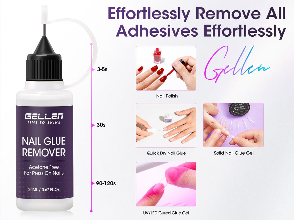 Nail Glue Remover 20ml Precision Needle Applicator Acetone Free – Fast Acting No-Mess Formula for Press On Nails Gel X Nail T