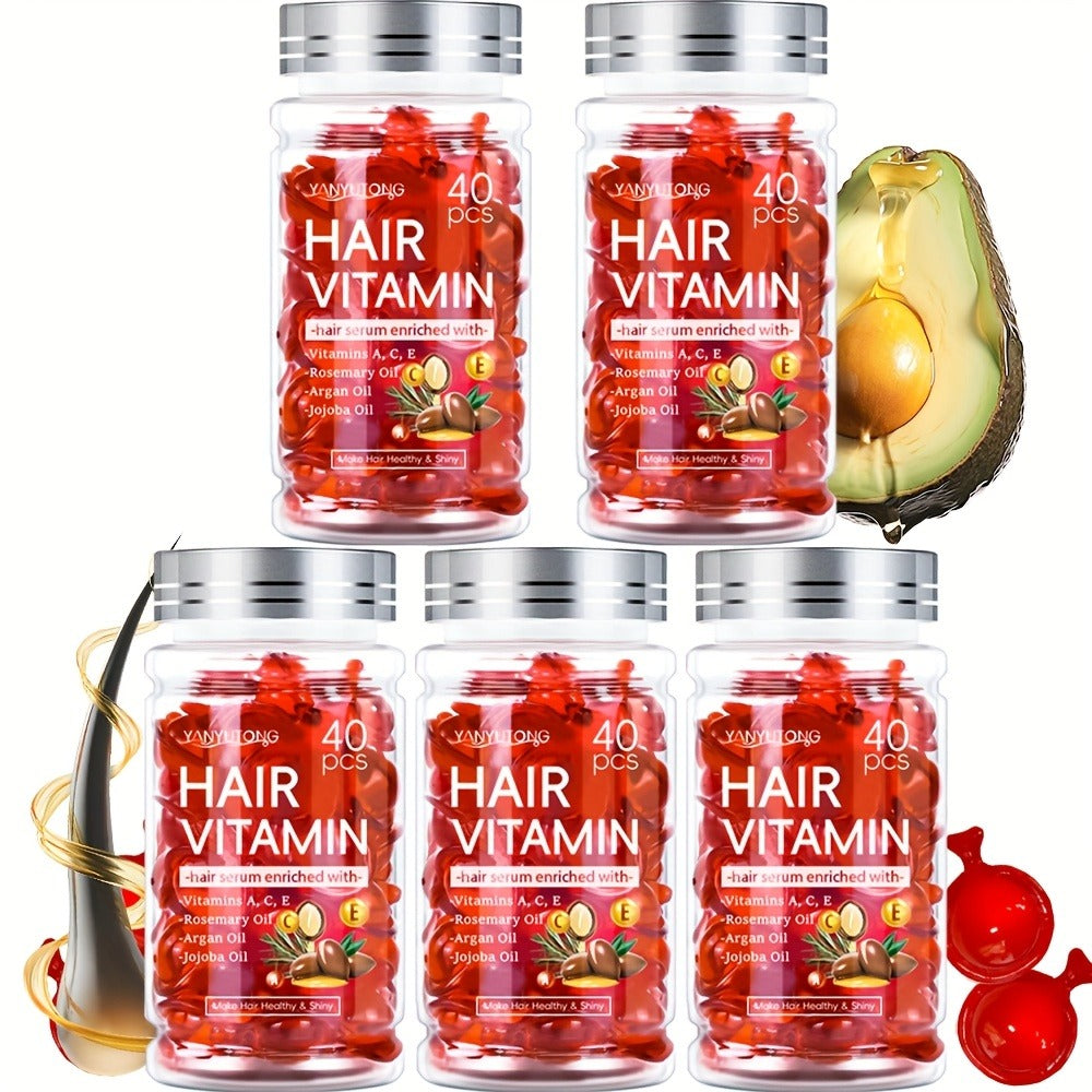 Argan Oil Hair Growth Vitamin Capsules with Keratin & Vitamins A C E B, Anti-Frizz Nourishing Hair Essence for Dry — image 1
