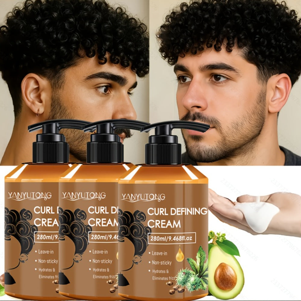 Curl Setting Cream with Castor Oil 280ml – Moisturizing Long-Lasting Curl Definition & Frizz Control, Non-Greasy Lightweight 