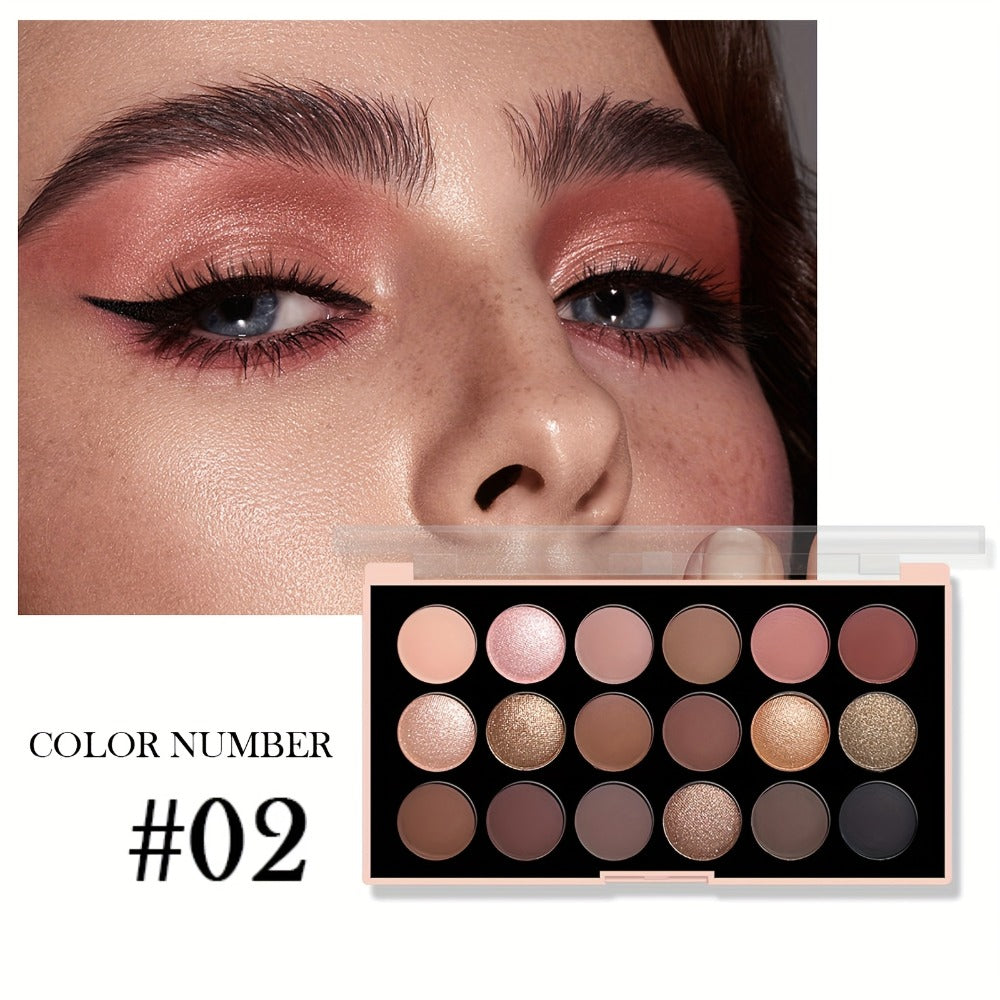 Eyeshadow Palette ANNA ROSE 18-Shade Compact with Pink-Brown Color Themes and Matte-Shimmer Finish Mix — image 16