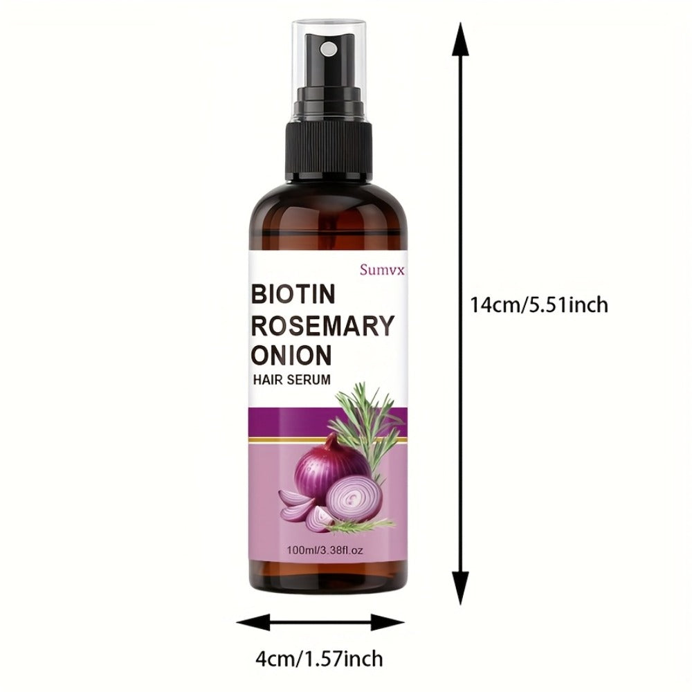 Biotin Rosemary & Onion Oil Hair Growth Serum Spray 100ml – Leave-In Treatment for Damaged Brittle Hair, Reduces Breakage & F