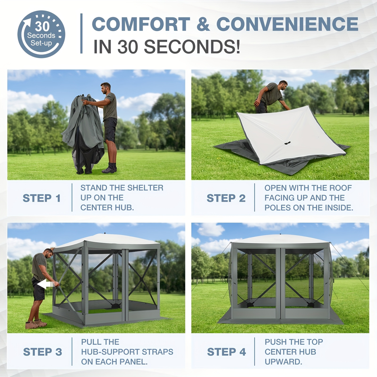Pop Up Gazebo 8x8ft Mesh Screen Tent Portable Camping Garden Picnic for Garden, Patio and Yard Use — image 9