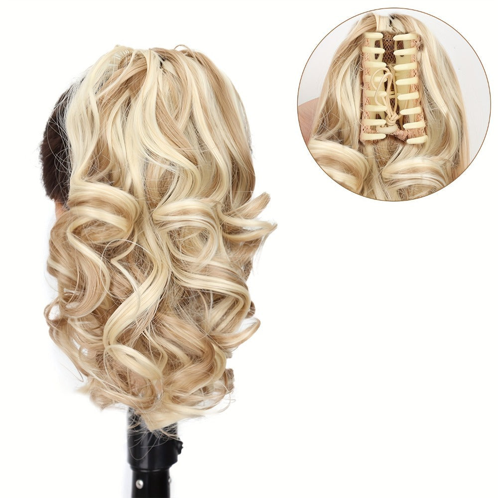 Hair Extensions Curly 8-Inch Synthetic Ponytail with Claw Clip and Eight Dark, Brown and Blonde Colors — image 6