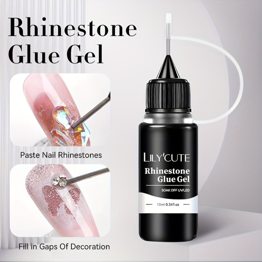Nail Rhinestone Adhesive Gel 2pcs 0.34oz Clear Sticky Glue for 3D Nail Art Gems Charms Crystals Drill Jewelry — image 8