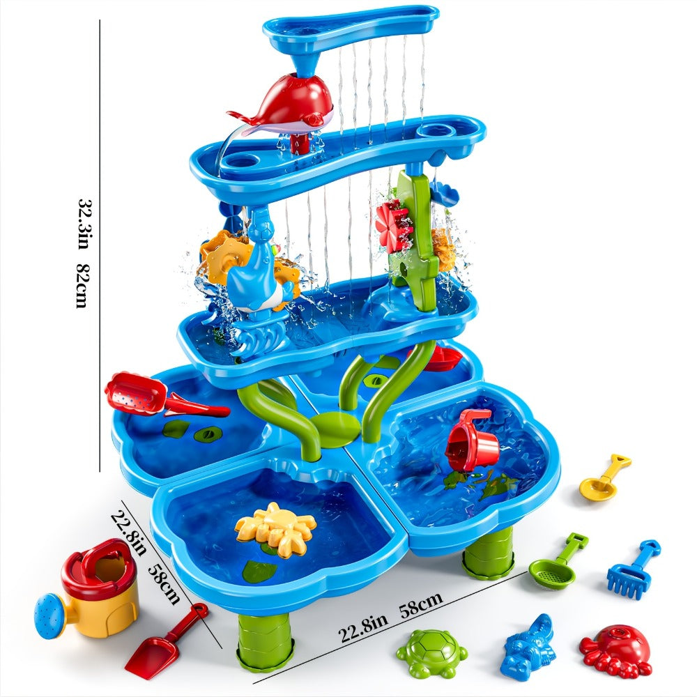 Water Play Table for Kids Double-Sided Waterfall & Beach Sand Zone, Outdoor Sensory Activity Toy for Toddlers Ages 3+ — image