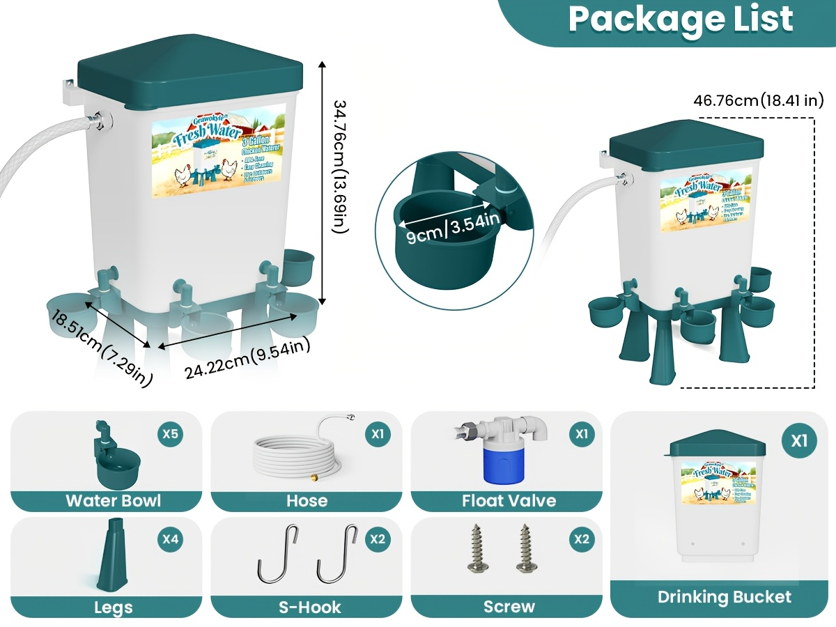 Chicken Waterer 3 Gallon Float Controlled Hose Connection Hands-Free — image 12
