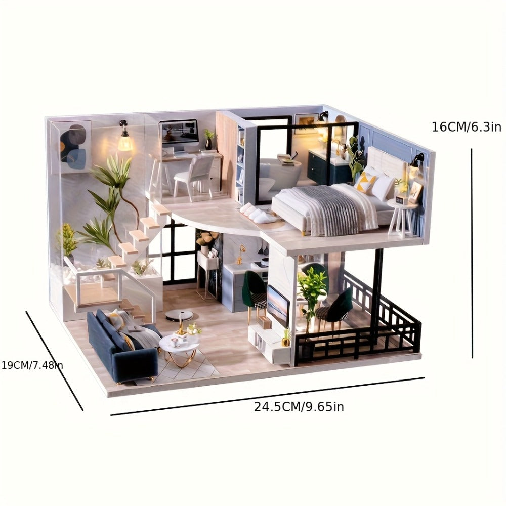 Double Story Wooden Cottage 3D Puzzle Model Kit with Furniture & Tools with the Listed Color, Size or Set Options for Everyda