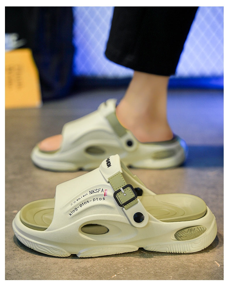 Mens Summer Outdoor Slippers With A Non-slip Step-on-poop Feel