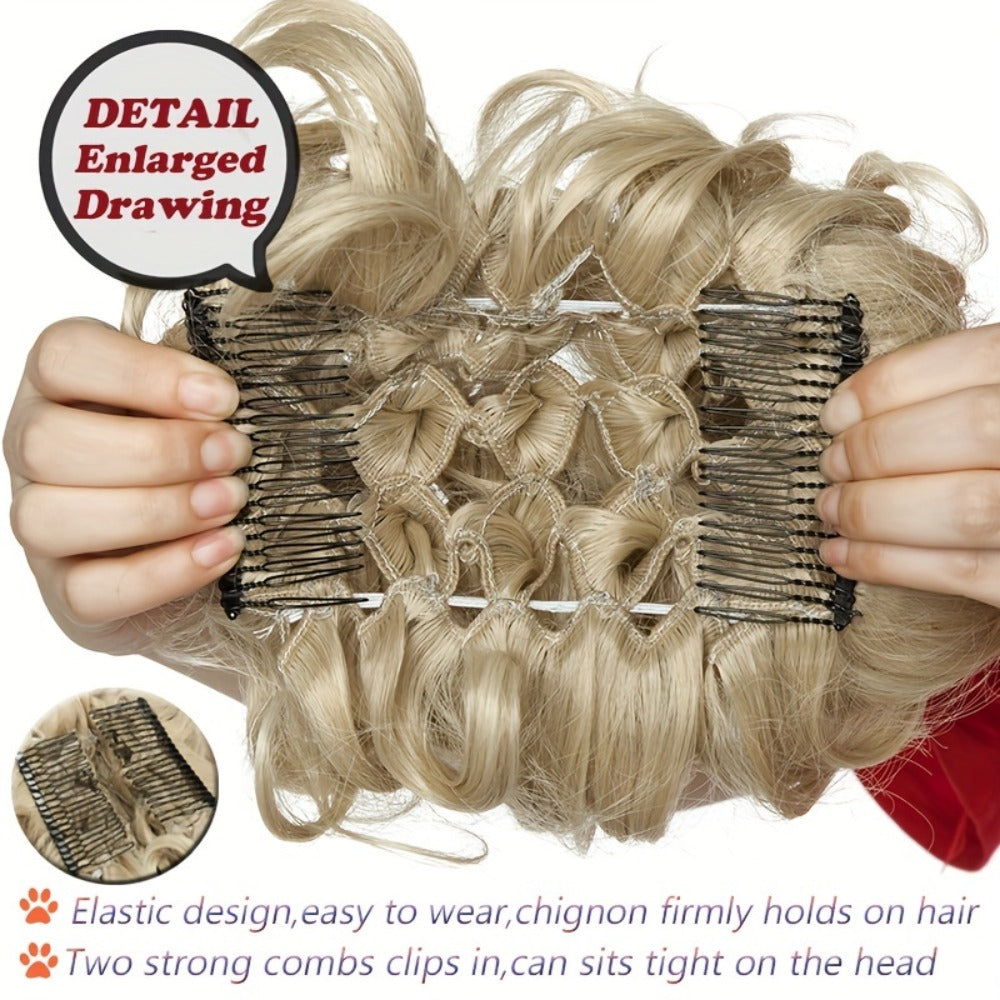 Clip In Hair Bun Extension Messy Bun Chignon Hairpiece – Synthetic Curly Updo with Comb & Scrunchie for Women — image 11