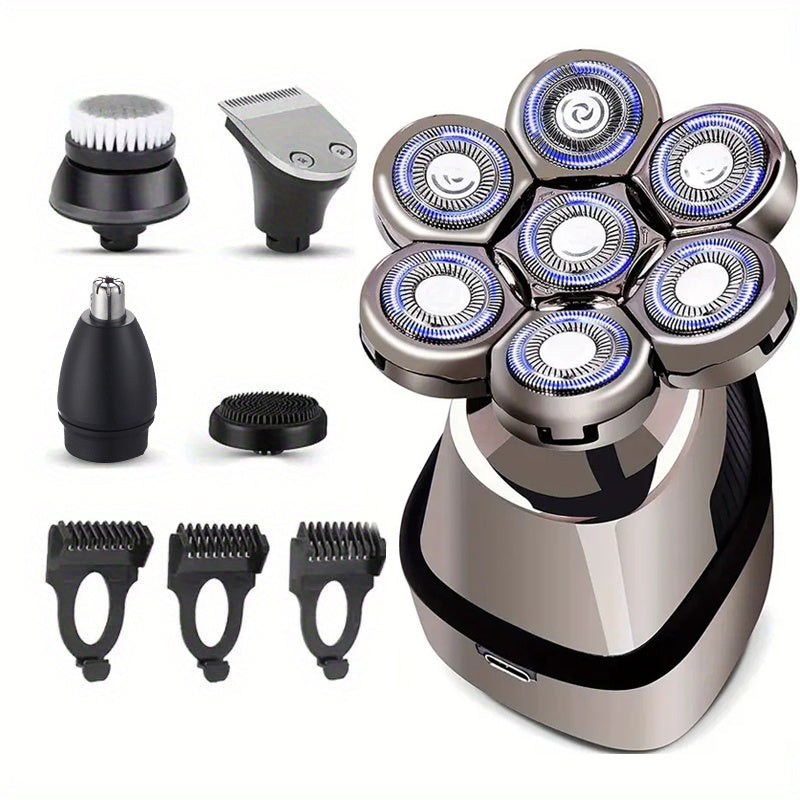 Men's Electric Head Shaver 9-Blade Bald Head Machine USB Rechargeable, 5-in-1 Grooming Kit with Hair — image 1