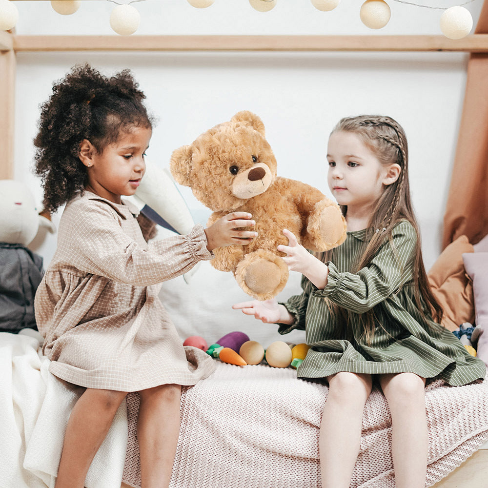 Plush Toy Shaggy Brown Teddy Bear 15-Inch with Sitting 12-Inch Format and Classic Bow for Display — image 7