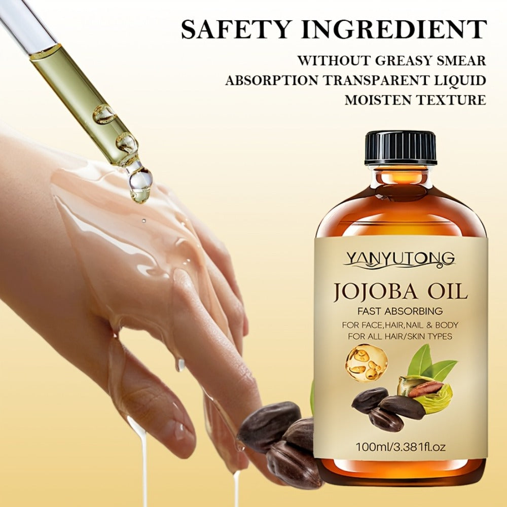Jojoba-Labeled Body Massage Oil Two-Bottle Set with 100 ml Bottles and Glass Dropper Accessory — image 2