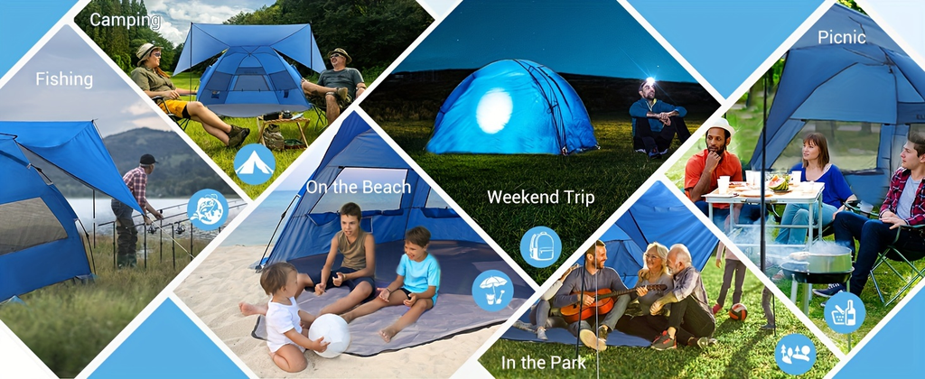 Convertible Beach Canopy Tent with Removable Roof, Four Setup Modes and Blue Checkout Color — image 8
