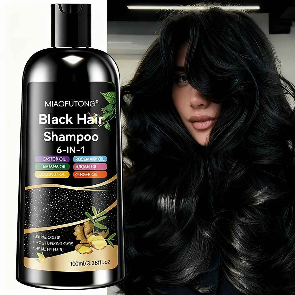 Hair Color Shampoo, MIAOFUTONG 6-in-1 100ml Black Color Bottle with a Single-Bottle Option — image 1