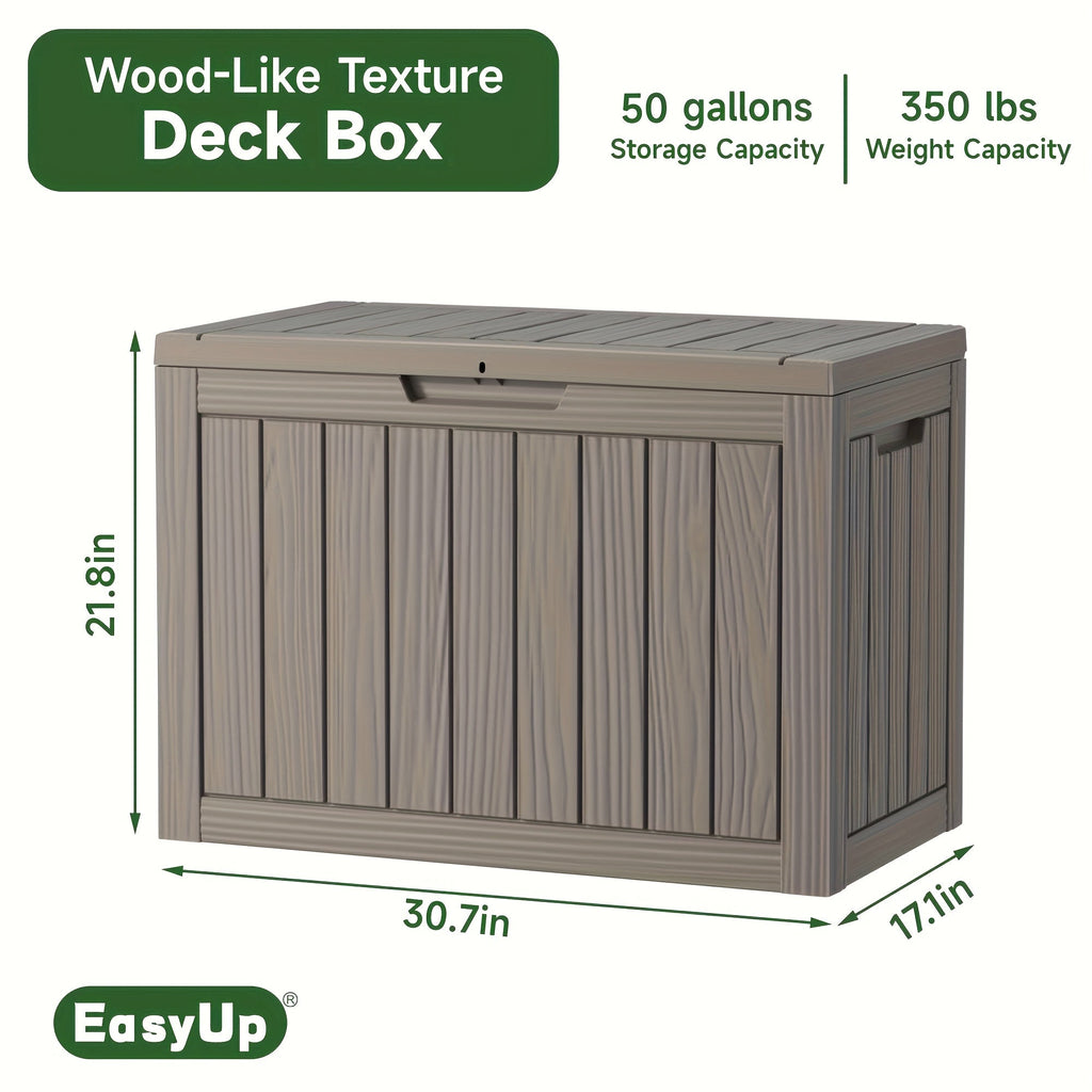 Deck Box Wood Grain Resin Lockable Weatherproof | Patio Pool Garden — image 5