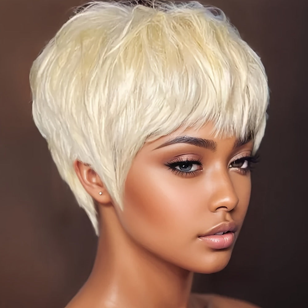 Synthetic Wig 4-Inch Layered Pixie Cut with Bangs in Six Color-Code Options for Cosplay with Model-Specific Color, Length and