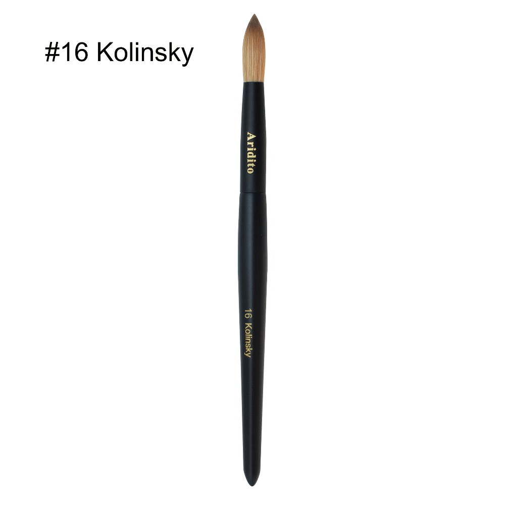 Kolinsky Nail Brush Round Head for Acrylic Extensions – Professional Black Wooden Handle Nail Art Brush with Genuine Kolinsky