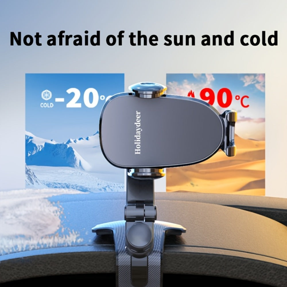 Deep Gray Dashboard-Edge Car Phone Holder with 360-Degree Joint and Triangular Support Clip — image 9