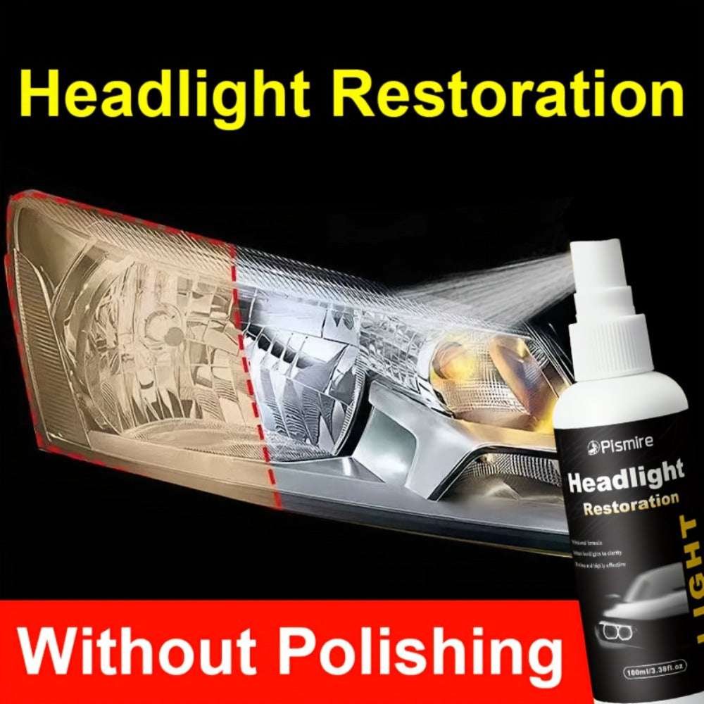 Headlight Restoration Kit Ceramic Coating Spray 100ml No Sanding No Polishing Required Quick Restore Yellowed Foggy Car Headl