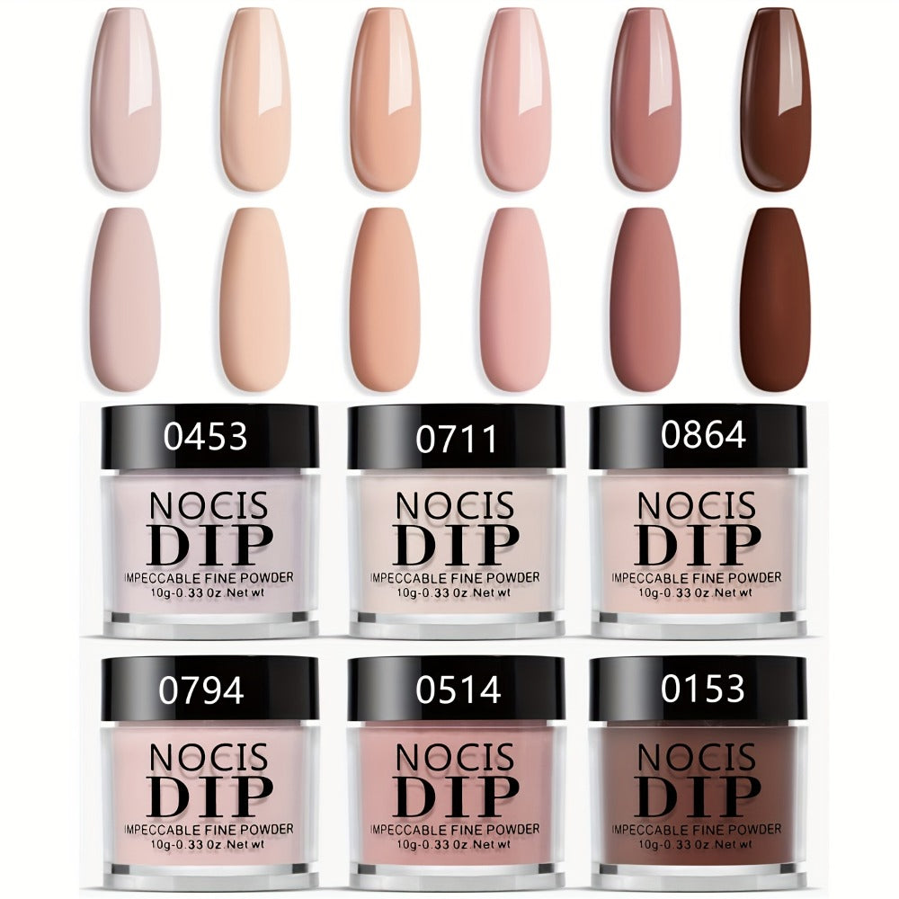 Nude Dipping Powder Set 6 Colors Light Beige Brown Neutral Shades Odorless Acrylic Nail Powder for French — image 3