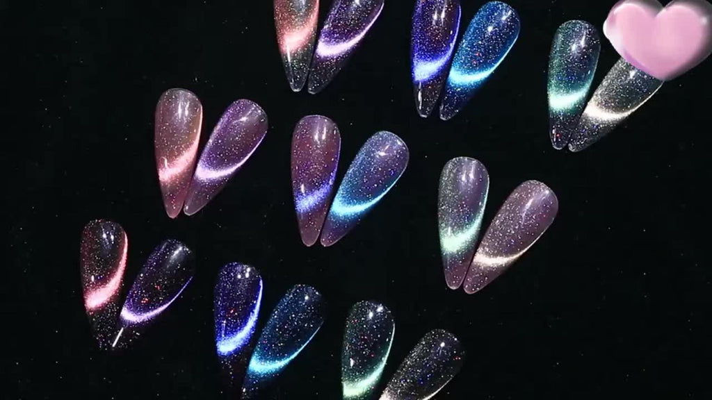 Magnetic Cat Eye Gel Nail Polish 9D Holographic Rainbow Glitter Blue & Purple – LED UV Soak-Off Gel Polish Paraben-Free Water