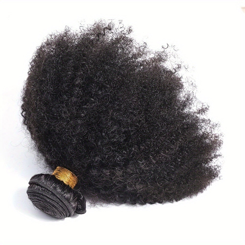 Hair Extensions Kinky-Curly Mongolian Human Hair Bundle in Natural Black with Six Length Options from 8 to 18 Inches — image 
