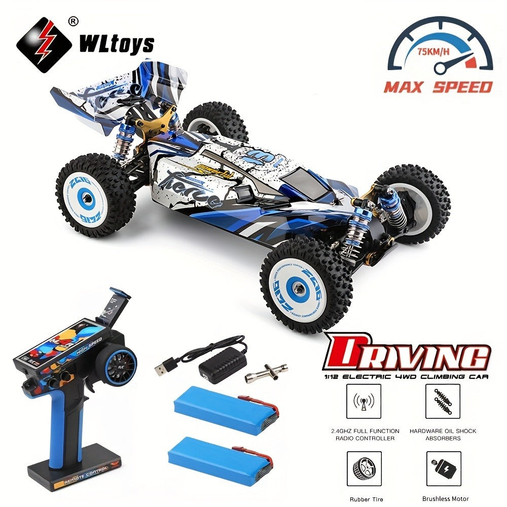 Remote Control Car, Wltoys 124017 Brushless 4WD Off-Road Racer with 75KM/H Source Speed and Two 7.4V 2200mAh Batteries — imag