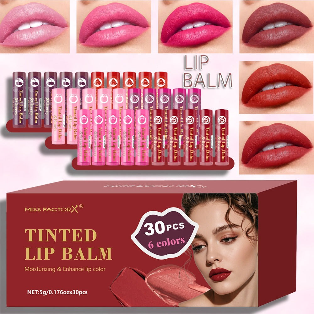 MISS FACTOR 30-Piece Tinted Lip Balm Set with Capped Tubes Organized into Six Color Groups — image 1