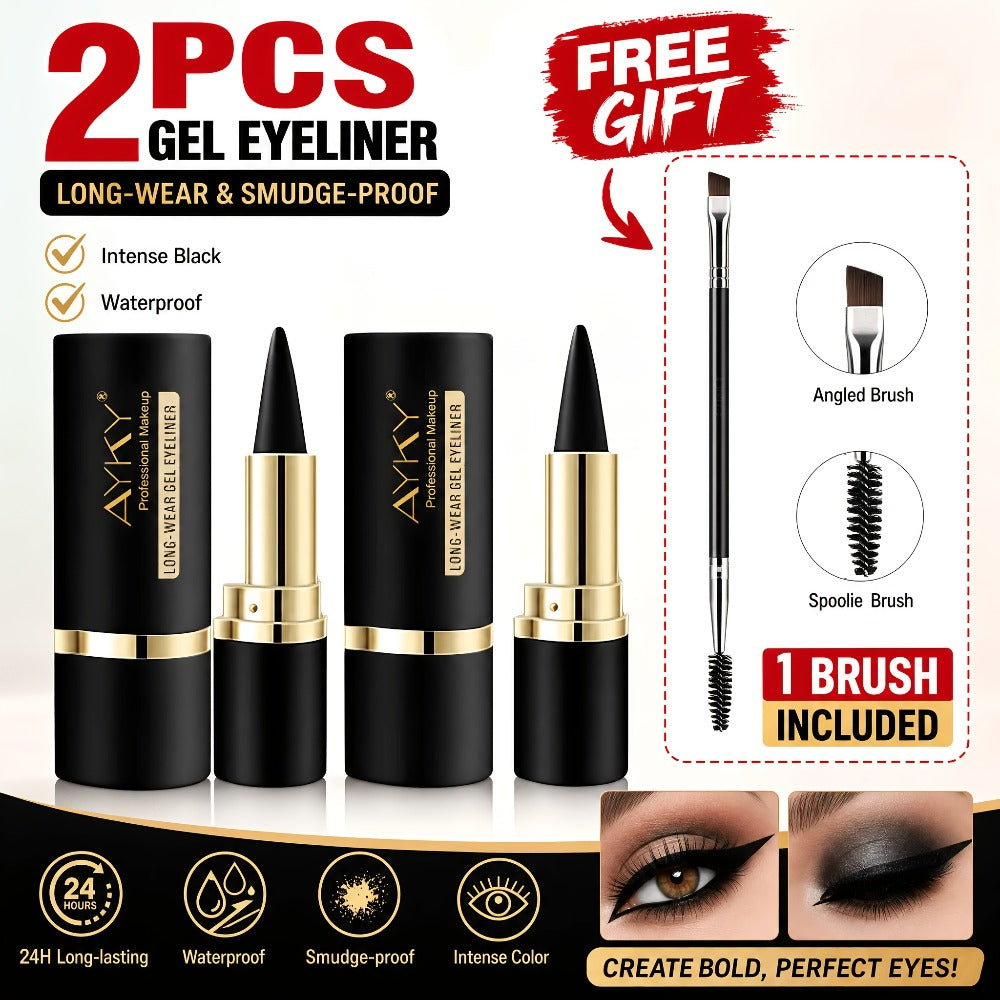 Waterproof Eyeliner Pencil 2-Pack for Women – Smudge-Proof Sweat-Resistant Black Liner, for Makeup, Travel and Everyday Vanit