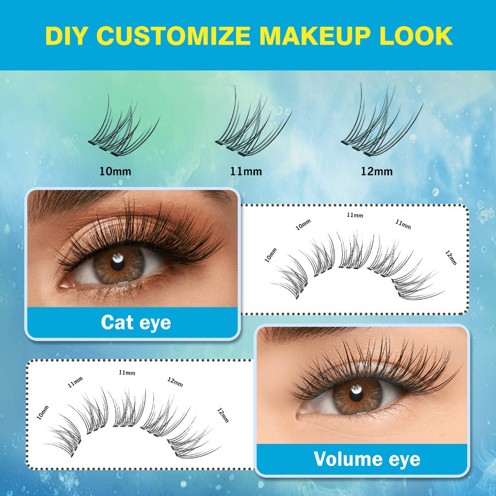 Pre-Glued Wispy False Eyelash Cluster Tray with 156 Clusters and Two Pink Applicator Tweezers — image 10