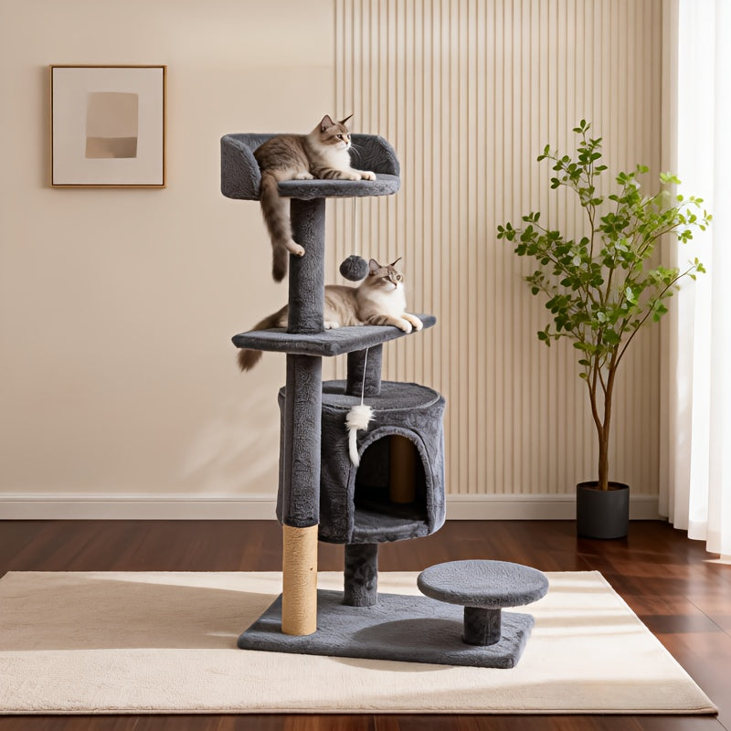 Cat Tree Tower for Indoor Cats Large Multi-Tier with Sisal Scratching Posts, Plush Perches, Hammock, Condo Cave & Hanging Toy