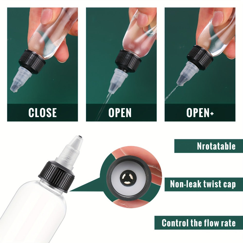 Squeeze Bottles 4oz 100 Pack with Twist Top Caps Empty Plastic Refillable Dispensing Bottles BPA Free for Hair Oil Essential 