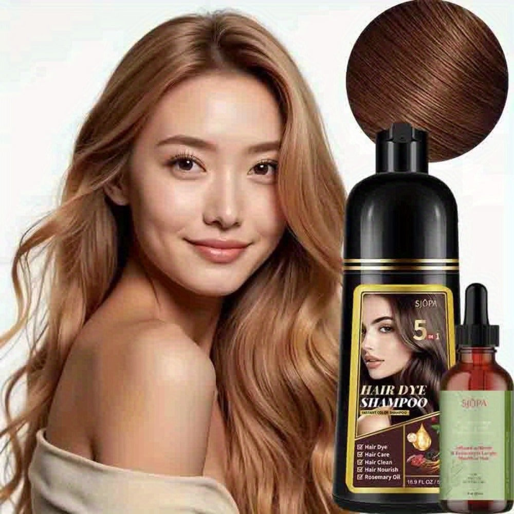 Glycerin Hair Color Shampoo Gift Set with Rosemary Oil, 5-in-1 Color & Care Formula 16.91oz, Gentle Non-Irritating Gray Cover